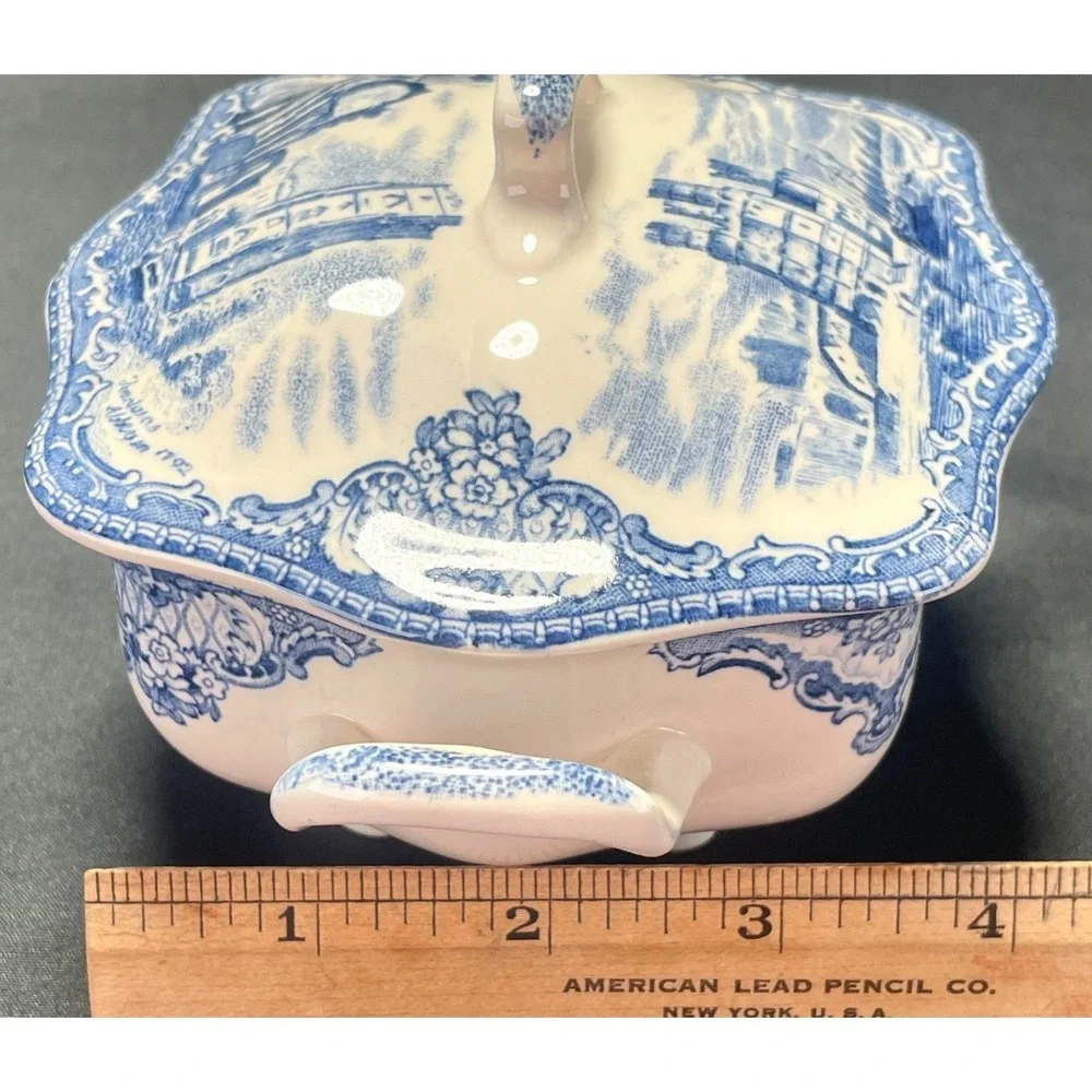 Johnson Brothers Old Britain Castles Blue England Sugar Bowl Creamer Set Vintage